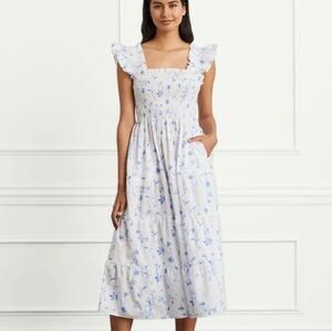 HILL HOUSE NAP DRESS BLUE BOTANICAL PRINT